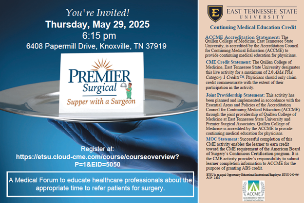 Supper with a Surgeon-5/29/25 Banner